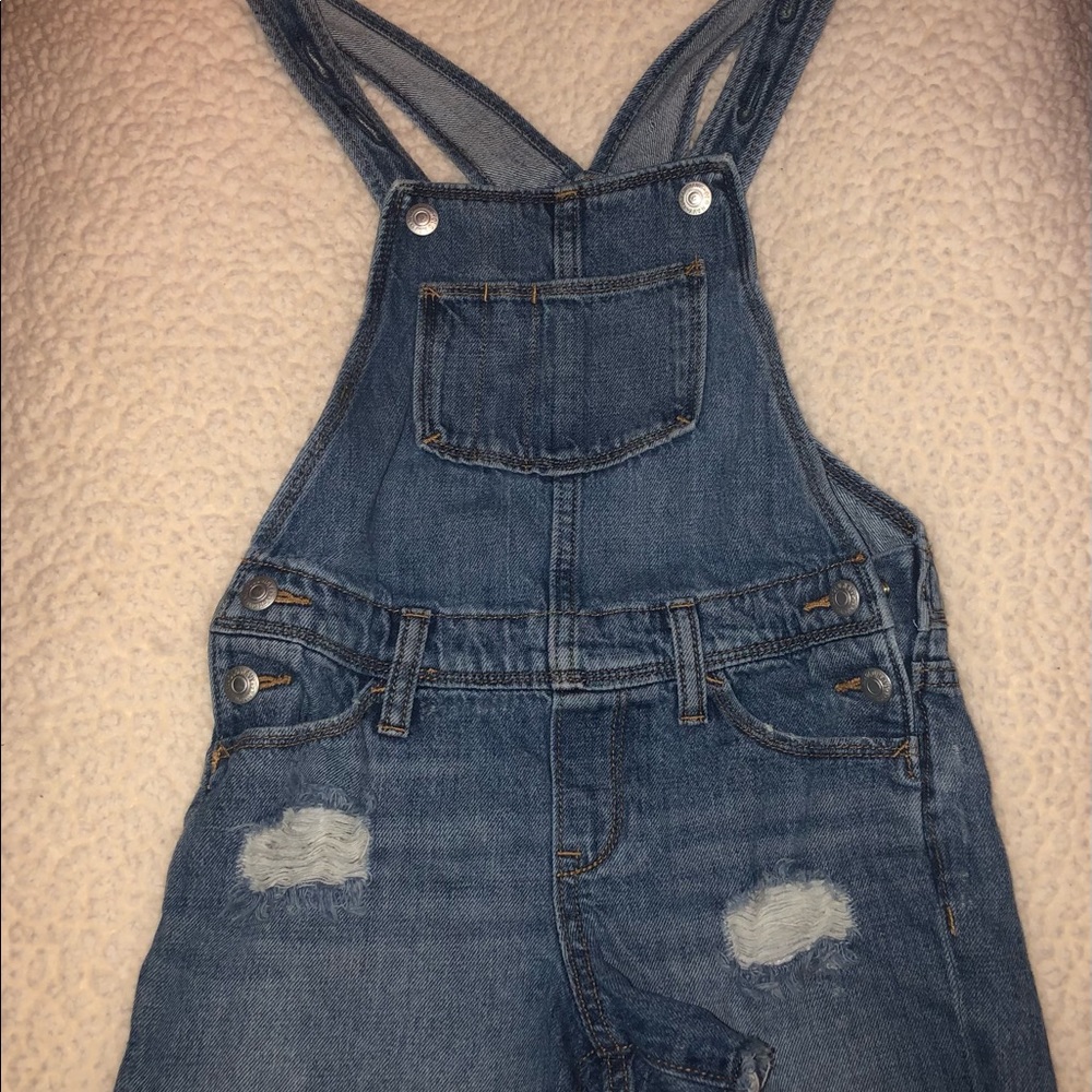 Old Navy Girls cut off shorts style overalls.